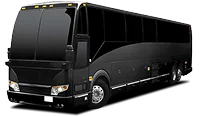 Black luxury motorcoach bus for long-distance or group charters.