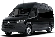 Black Mercedes Sprinter van for corporate and group travel.